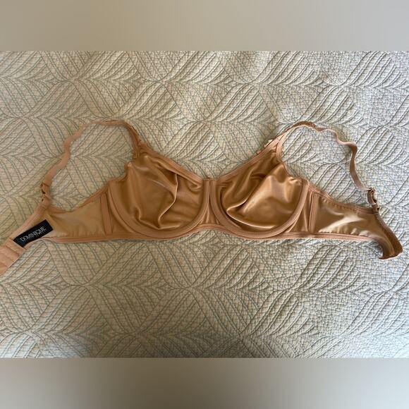 Dominique Mystique Underwire Silky Bra W/ Floral Lace Strap Detail Beige Sz 38C - Picture 5 of 10